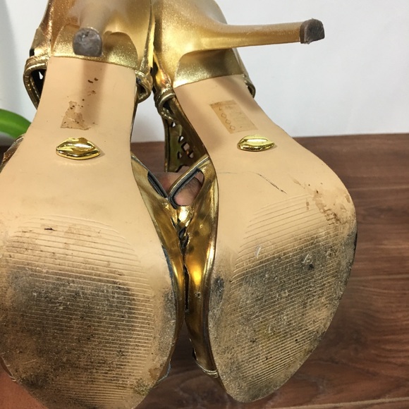 Promise Emerson Gold Peep Toe High Heels - Picture 6 of 6